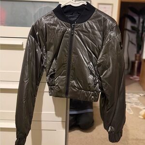 ALO Yoga Shiny Black Bomber Jacket